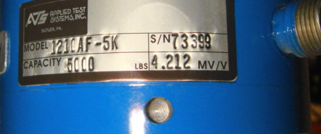 The 5000 pound force sensor is shown above and the label below. Again 